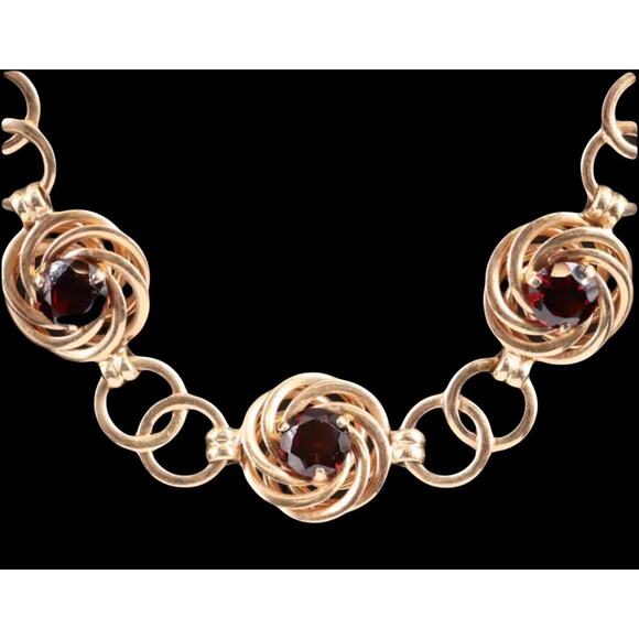 Vintage Tiffany & Co. 14K 14.00 CTW Rhodolite Garnet Art Deco Necklace Ca. 1960s - Picture 3 of 8
